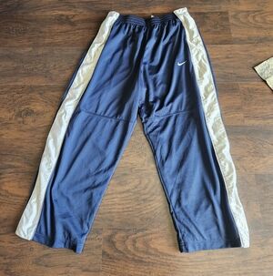 Y2K Vtg Nike Warm Up Pants Mens Silver Tag Basketball Snap TearAway